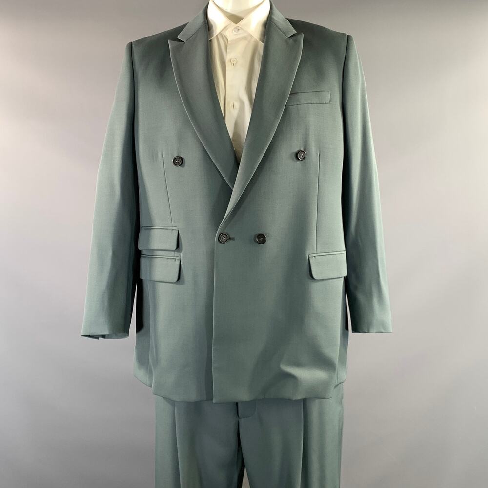 STELLA McCARTNEY Green Grey Viscose Blend Peak Lapel Suit